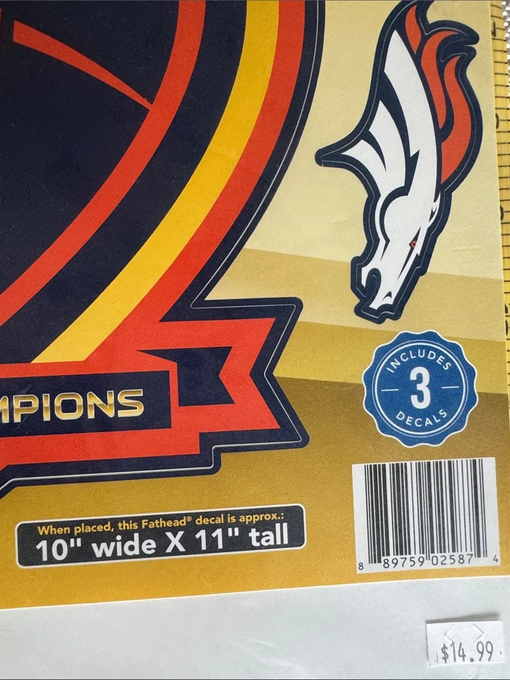 Denver Broncos Super Bowl 50 Champions Fathead Peel & Stick Decal